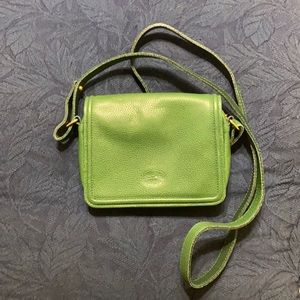 Longchamp green leather crossbody bag